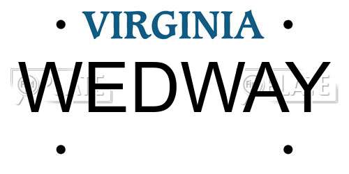 WEDWAY Virginia License Plate