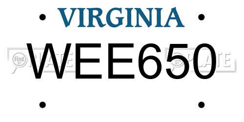 WEE650 Virginia License Plate