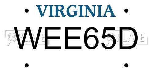 WEE65D Virginia License Plate