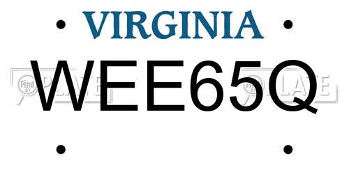 WEE65Q Virginia License Plate
