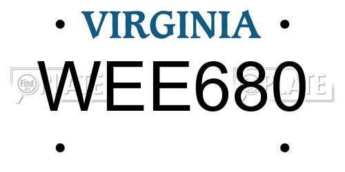 WEE680 Virginia License Plate