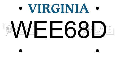 WEE68D Virginia License Plate