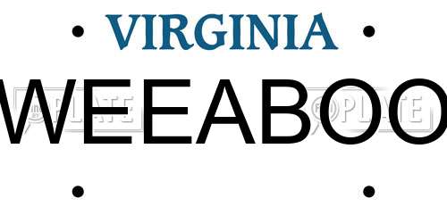 WEEABOO Virginia License Plate