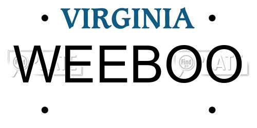 WEEBOO Virginia License Plate