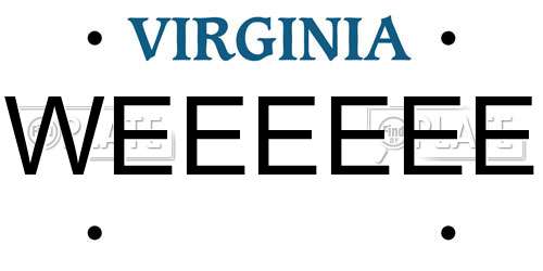 WEEEEEE Virginia License Plate