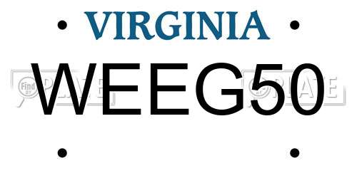WEEG50 Virginia License Plate