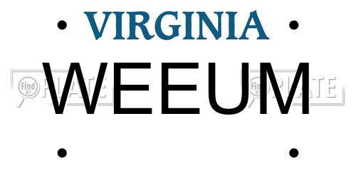 WEEUM Virginia License Plate