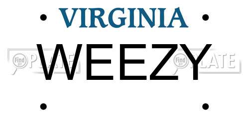 WEEZY Virginia License Plate