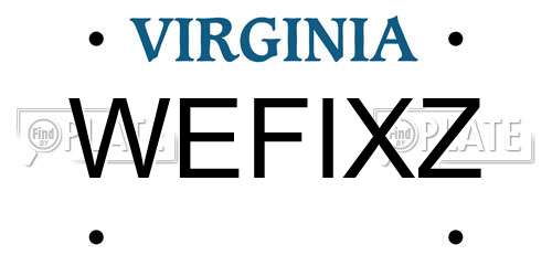 WEFIXZ Virginia License Plate