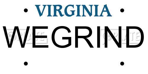 WEGRIND Virginia License Plate