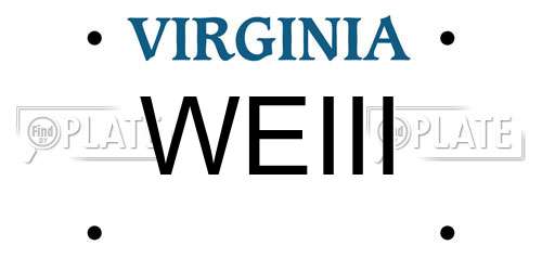 WEIII Virginia License Plate