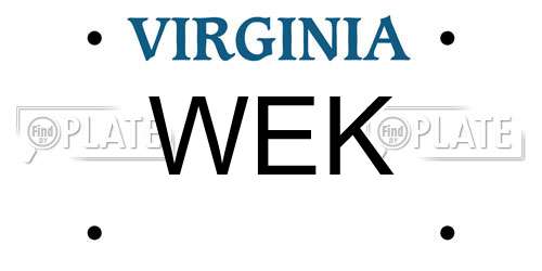WEK Virginia License Plate