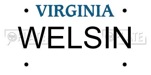 WELSIN Virginia License Plate