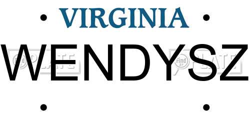 WENDYSZ Virginia License Plate