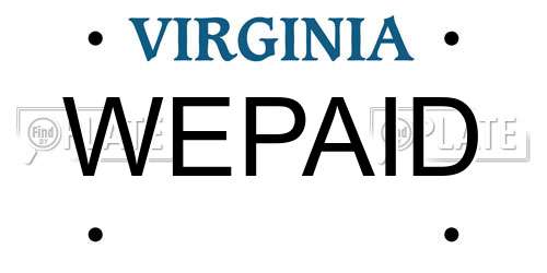 WEPAID Virginia License Plate