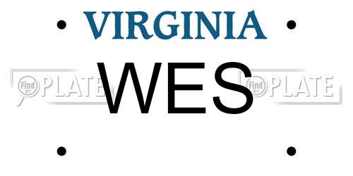 WES Virginia License Plate