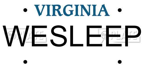 WESLEEP Virginia License Plate