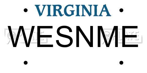 WESNME Virginia License Plate