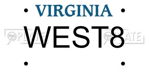 WEST8 Virginia License Plate