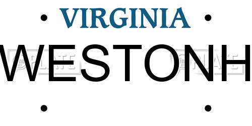 WESTONH Virginia License Plate