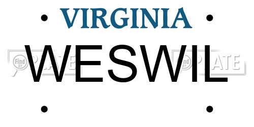 WESWIL Virginia License Plate