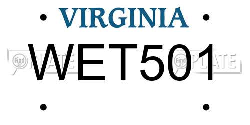 WET501 Virginia License Plate