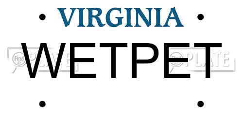 WETPET Virginia License Plate
