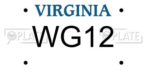 WG12 Virginia License Plate