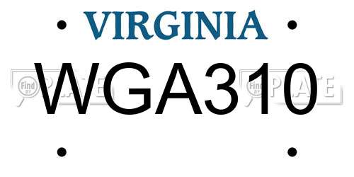 WGA310 Virginia License Plate