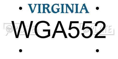 WGA552 Virginia License Plate