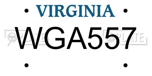 WGA557 Virginia License Plate