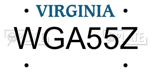 WGA55Z Virginia License Plate