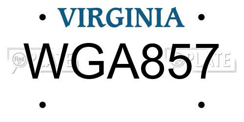 WGA857 Virginia License Plate