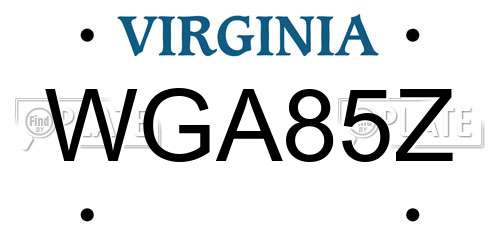 WGA85Z Virginia License Plate