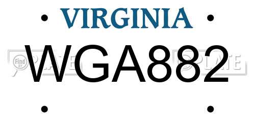 WGA882 Virginia License Plate