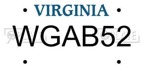 WGAB52 Virginia License Plate