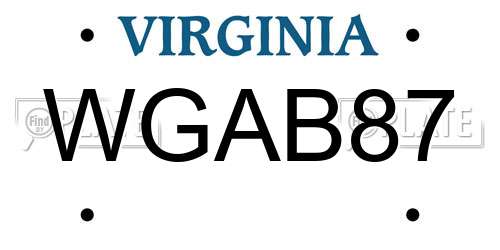 WGAB87 Virginia License Plate