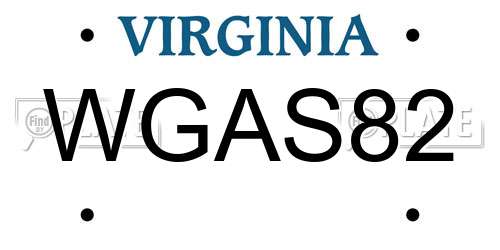 WGAS82 Virginia License Plate