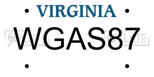 WGAS87 Virginia License Plate