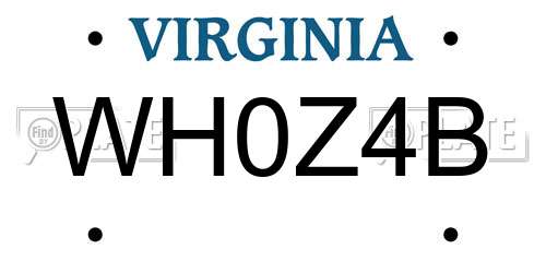 WH0Z4B Virginia License Plate