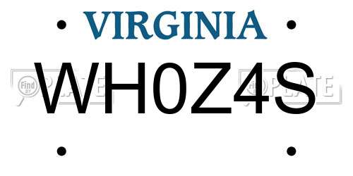 WH0Z4S Virginia License Plate