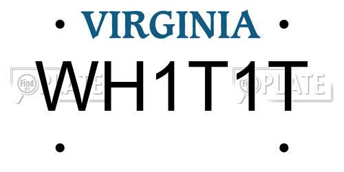 WH1T1T Virginia License Plate