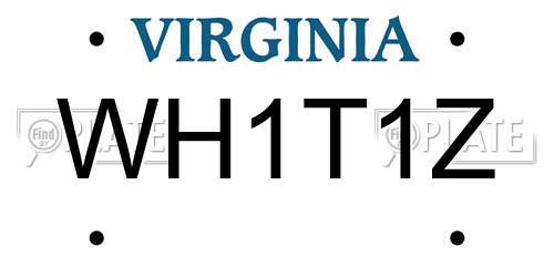 WH1T1Z Virginia License Plate
