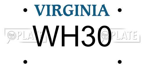 WH30 Virginia License Plate