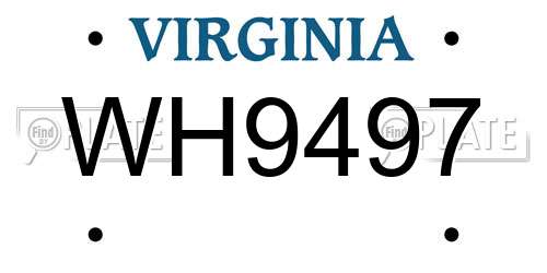 WH9497 Virginia License Plate