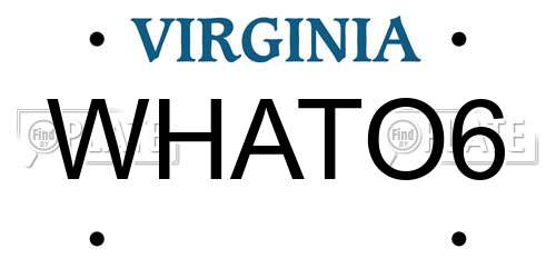 WHATO6 Virginia License Plate