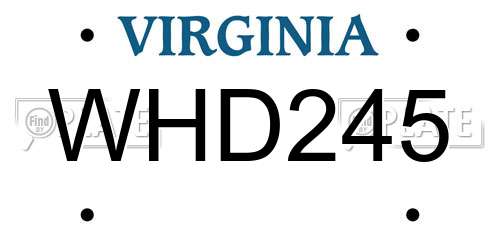 WHD245 Virginia License Plate