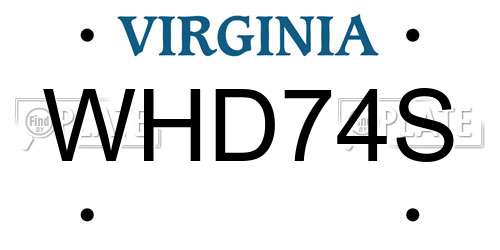 WHD74S Virginia License Plate