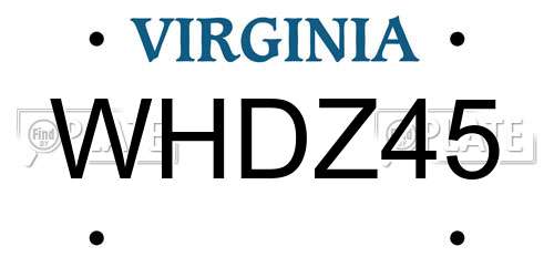 WHDZ45 Virginia License Plate