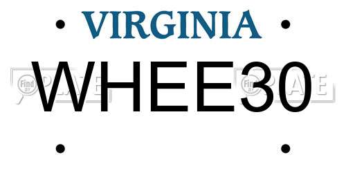 WHEE30 Virginia License Plate